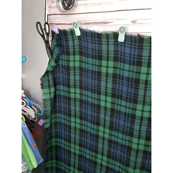 Modality green plaid tartan blanket scarf 48x48‎ oversized boho - Picture 3 of 10